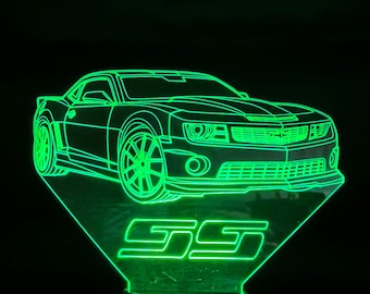 2021 Camaro SS 3D LED Color Changing Desk Lamp, Night Light, Man Cave Light | Customizable | Rechargeable Corded or Cordless
