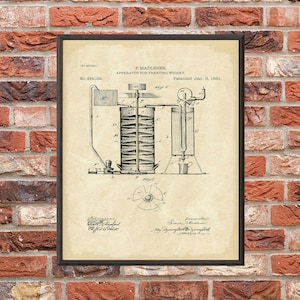 Apparatus for Treating Whiskey Patent Print - Digital Download - 7 Different Backgrounds Included