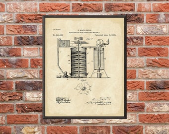 Apparatus for Treating Whiskey Patent Print - Digital Download - 7 Different Backgrounds Included