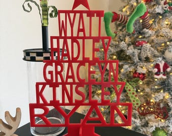 Custom Acrylic Family Christmas Tree Personalized - Holiday Decoration with Family& Kids Names - Unique Gift Keepsake - Holiday Decor
