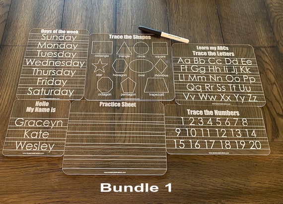 Customizable Children Acrylic Learning Boards, Dry Erase Learning Board, Reusable Personalized Boards, Preschool, Education Supplies