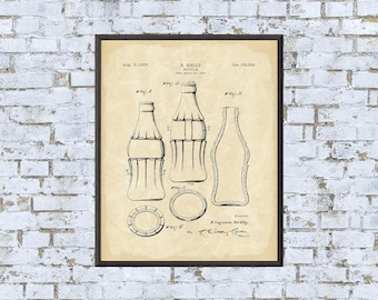 Vintage Coca-Cola Bottle Patent Art Print: Retro Decor (Digital Download)