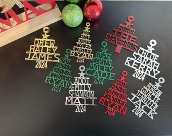 Custom Family Names Christmas Tree Ornament | Personalized with Family Names | Unique Holiday Keepsake Gift | Perfect Family Gift 2024