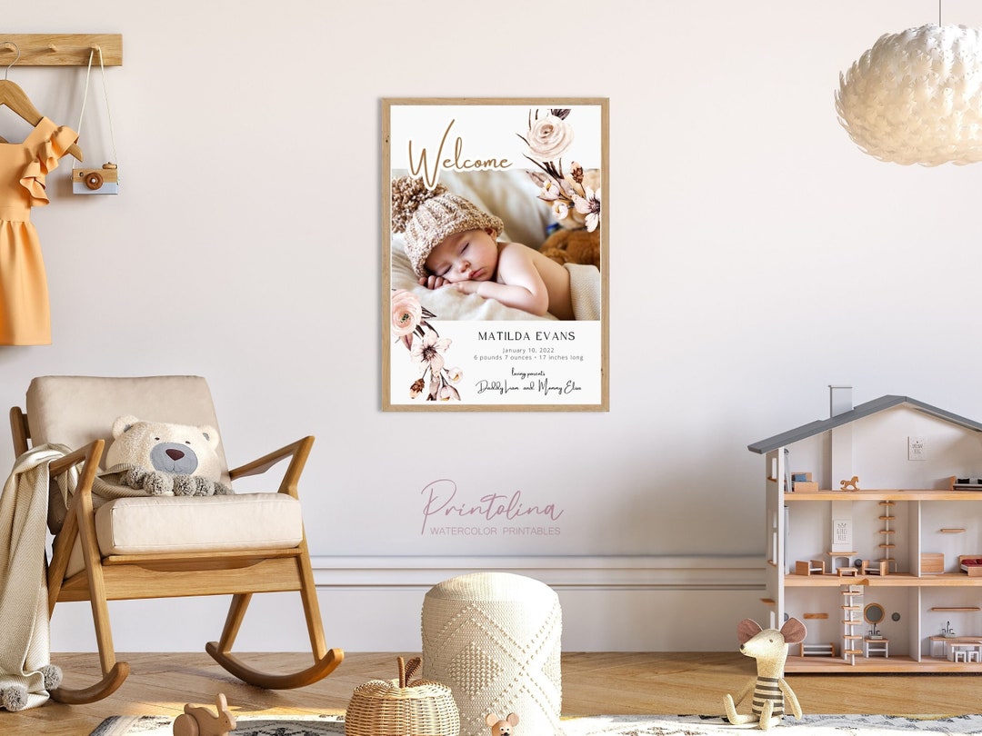 Baby Birth Stats Print New Baby Girl Gift Editable Baby - Etsy