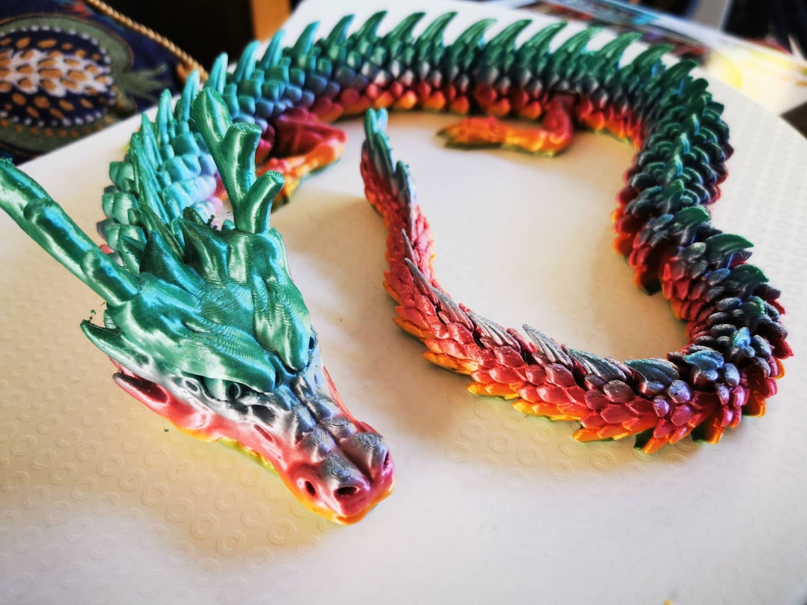 80cm Long Dragon Rainbow Coloured 3D Printed High Quality Etsy