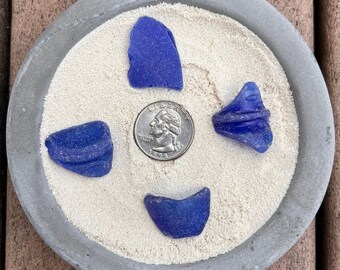 Cobalt Blue Textured Sea Glass, Tumbled Glass, Frosted Sea Glass