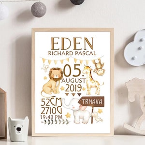 Póster personalizado de lienzo de nacimiento de bebé