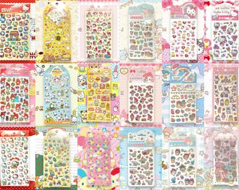 Kawaii Puffy Sticker Sheets (Sanrio/Hello Kitty/Rilakkuma/Cinnamoroll/My Melody/Pompompurin/Gotochi/Heisei Retro/Girls/Gyaru/Unique Gifts)