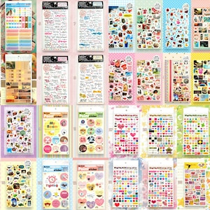 Hojas de calcomanías coreanas para blogs web de álbumes de recortes vintage de Kawaii Zakka (década de 2000/década de 2010/Tumblr/diarios basura/planificadores/retro Heisei/chicas/regalos únicos)