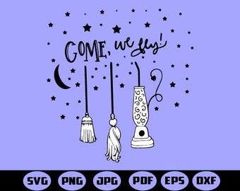 Archivos de calcomanías inspirados en Hocus Pocus: ¡Vuela!, escoba de bruja PNG, bruja, archivos de corte para Cricut, SVG, PNG, DXF, JPG, EPS, PDF