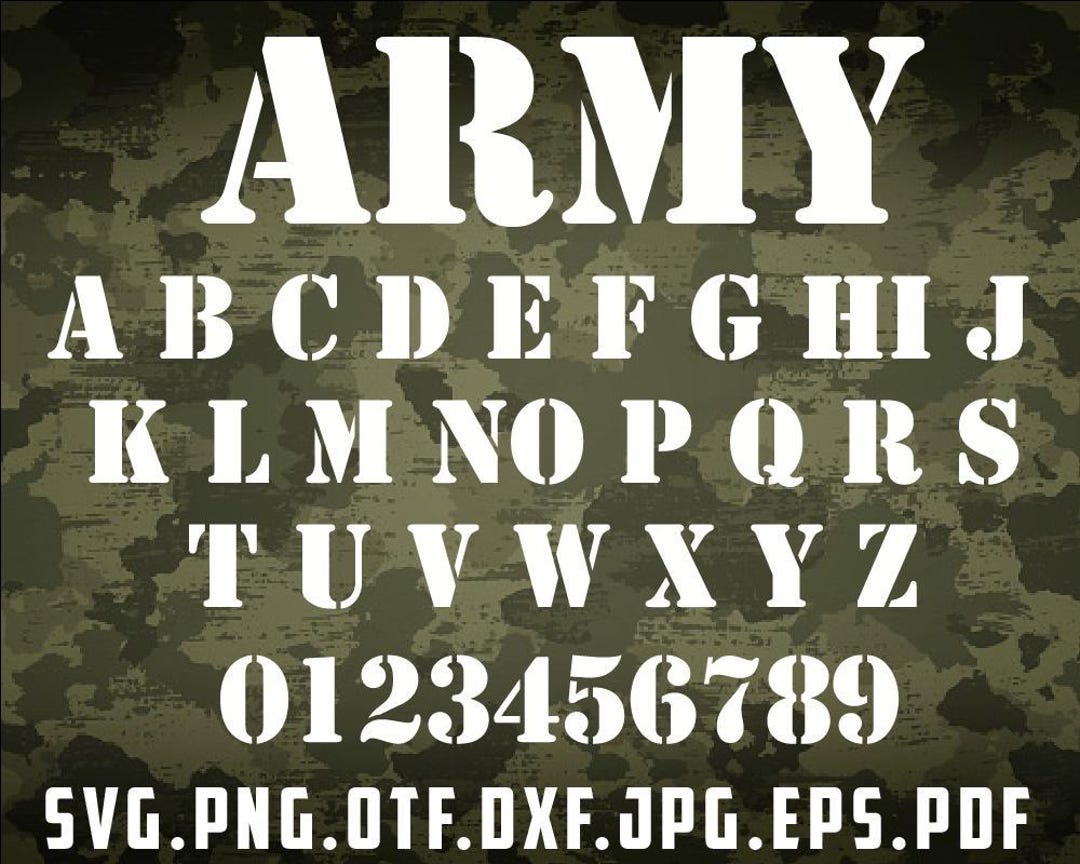 Military Stencil Font TTF SVG Military Font Army Font Military Stencil ...