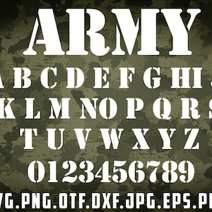 Militair stencillettertype TTF SVG Militair lettertype Legerlettertype Militair stencillettertype Stencil Legerlettertype Marine lettertypesjabloon