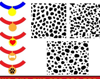 Diseño SVG con estampado de manchas dálmata, imágenes prediseñadas para collar de perro (archivos digitales)