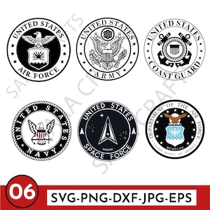 US Military Logo SVG png Bundle, Army svg, Navy svg, Air Force, Coast Guard svg, Space Force SVG, Craft Badge, Patriotic svg, Laser Cutting