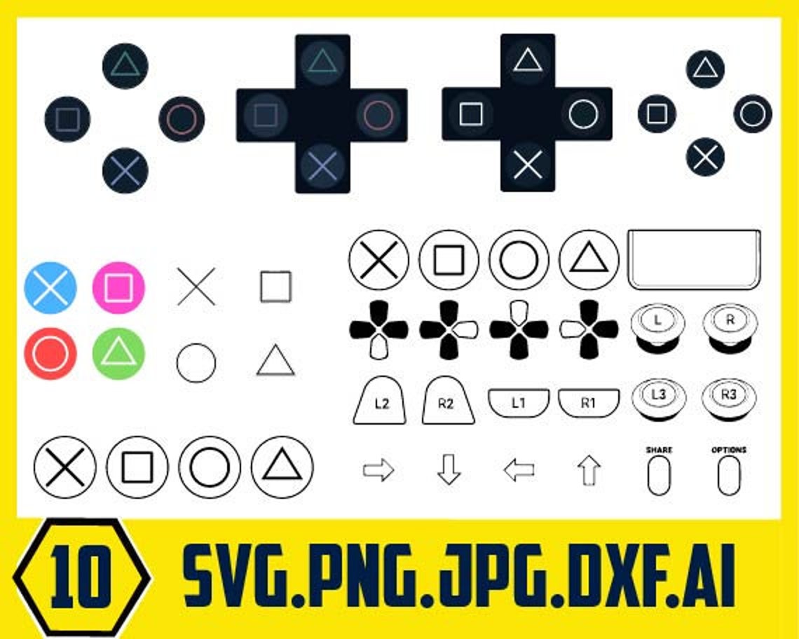 Playstation Controller Buttons Vector, Gaming (svg, Png, Jpeg, Dxf ...