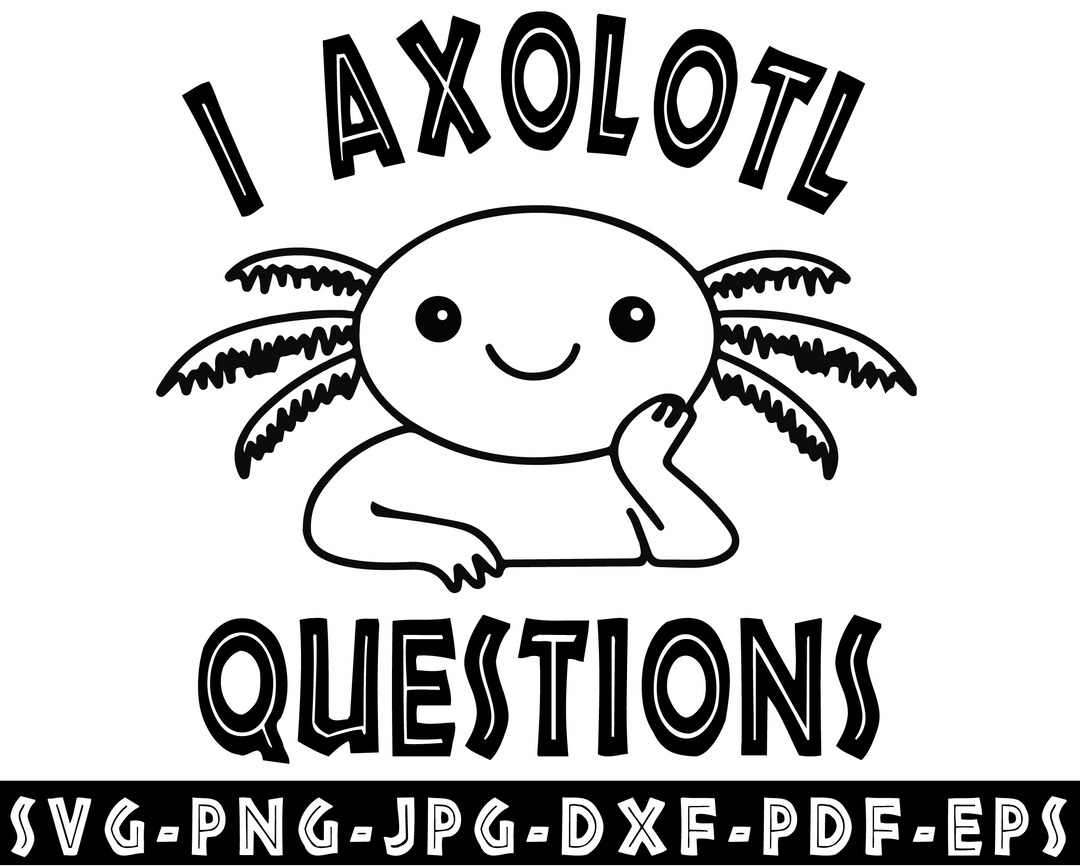 I Axolotl Questions SVG, Cute Salamander, PNG, PDF (digital