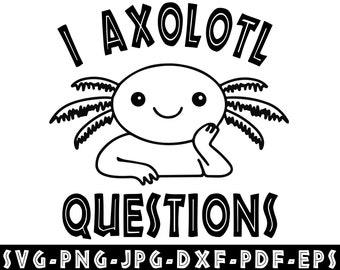Preguntas sobre ajolotes SVG, linda salamandra, PNG, PDF (descarga digital)