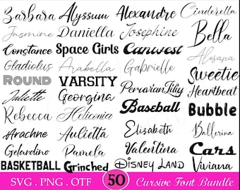 Paquete de fuentes cursivas Fuentes cursivas para Cricut Paquete de fuentes cursivas Paquete de fuentes SVG Paquete de fuentes para bodas SVG Fuentes para Cricut Fuentes Silhouette