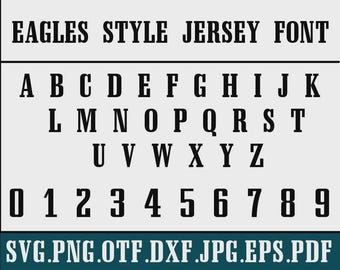 Números, letras y nombres de camisetas. Descarga digital en formato svg/png/otf/eps para corte, uso comercial.