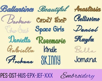 20 Handwritten Font Embroidery Bundle, pes Fonts, Satin Stich, Calligraphy Font pes, A-Z Alphabet, Cursive Font, pes font
