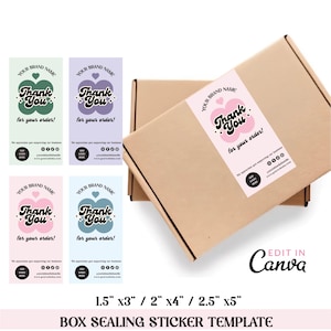 Box Seal Sticker, Packaging Stickers, Packaging Labels, Custom Packaging Labels For Small Business, Shipping Box Labels, Canva Template