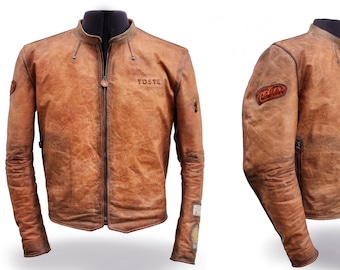 Unique TEDSTAR vegetable tanned cowhide leather jacket, motorcycle style. Made-to-order.