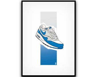 Póster Air Max 1 OG Royal Blue - AM1 - ilustración - digital - A3 - A4 - postal - decoración del hogar