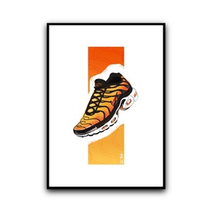 Air Max Plus Solnedgångsaffisch - TN - NIKE SHARK - illustration - digital - A3 - A4 - vykort - inredning