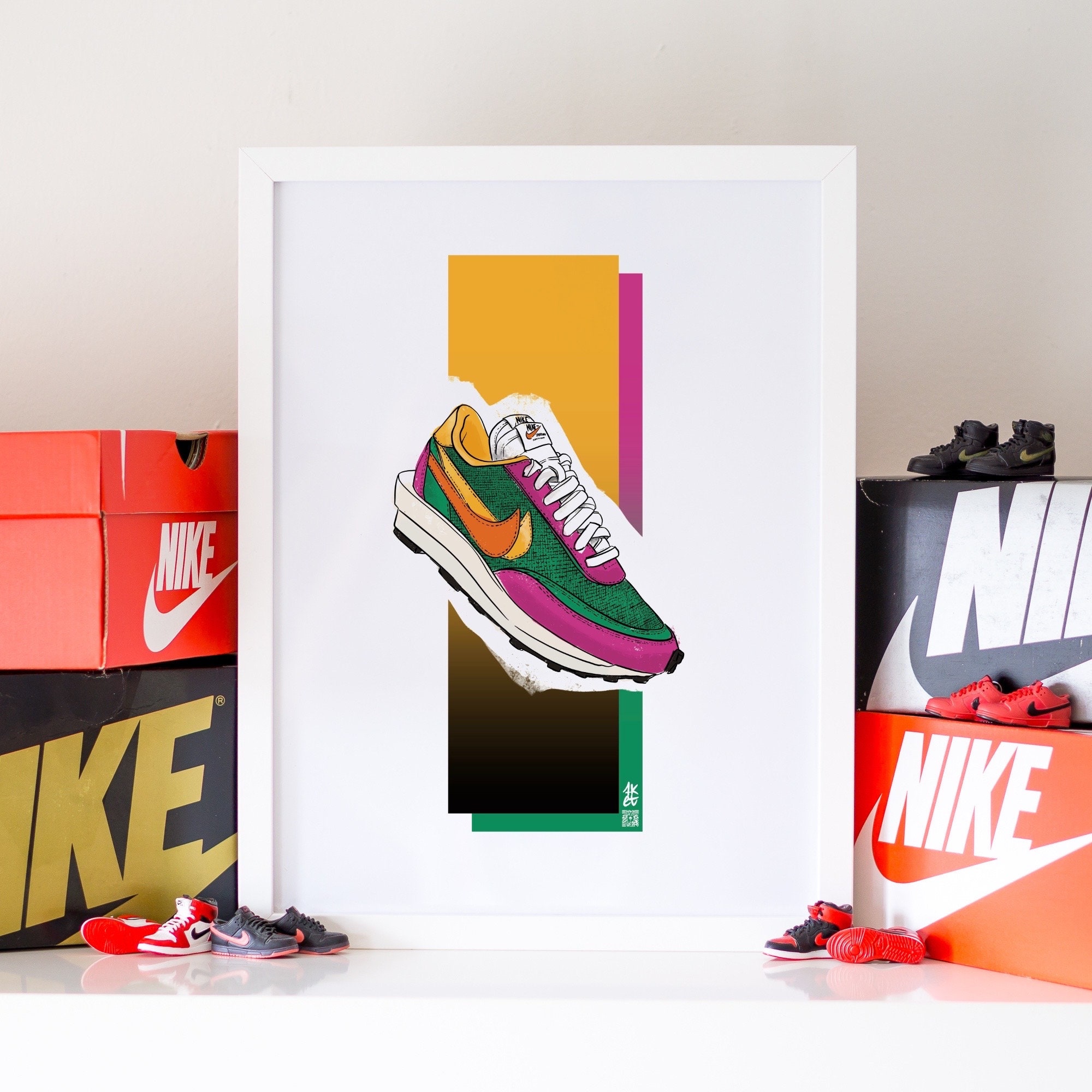 Nike Sacai Poster - LD WAFFLE - Pine Green Del Sol - Illustration 