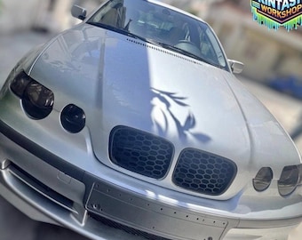 Heart Shaped Kidney Grilles Honeycomb Design Compatible with E46 Compact - Front Hood Mesh 2 Piece Set