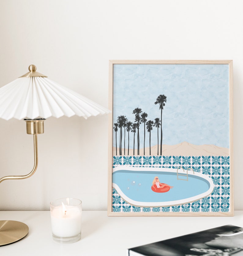 Pool Wall Art Summer Printable Swimming Pool Print Digital Download