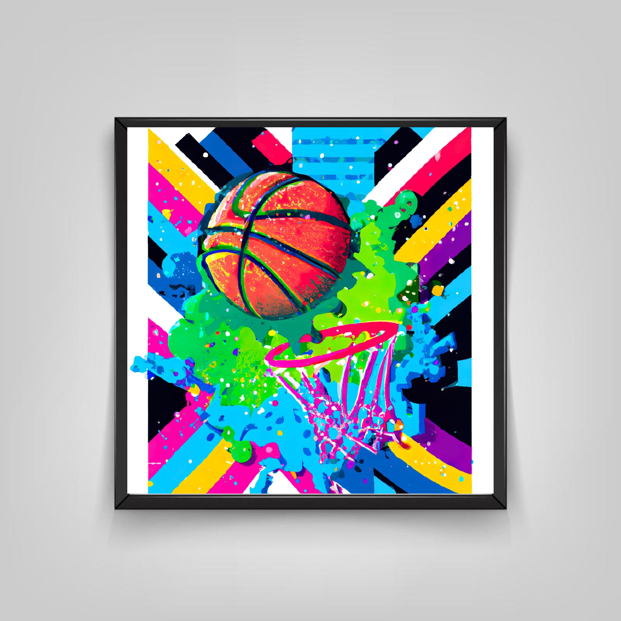 Basketball Pop Art Digital Art Colourful Vibrant Basketball Etsy