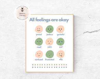 Feelings Chart Poster: Kids Emotions, Calm Down Corner (Digital Download)