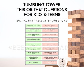 Juego de Torre de Caída: 54 Tarjetas de Preguntas (Descarga Digital)