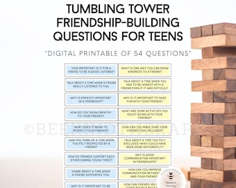 Tumbling Tower Friendship Questions for Teens: Therapy Game (Digital Download)