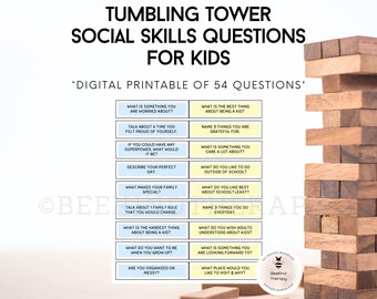 Tumbling Tower Social Fähigkeits-Fragen für Kinder, Therapiespiel-Werkzeuge, Spiel für Schulbetreuer, Gruppentherapie-Werkzeug, Lernen zu Hause