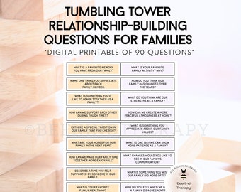 Tumbling Tower Family Game, Relationship Building Questions, Therapy Activity (Digital Download)