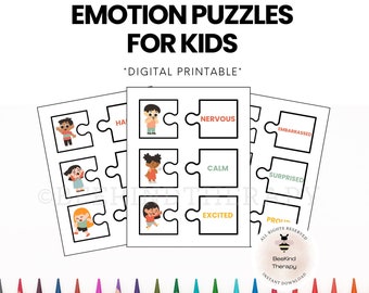 Emotions Puzzle zum Ausdrucken, Therapiespiel, sozial und emotional, Lernspiel in der Schule, Gruppentherapie, sozial und emotional