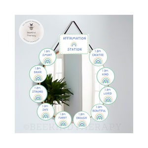 Affirmation station printable, mirror affirmations for kids, calm down corner, classroom wall art, therapy office decor, playroom wall art
