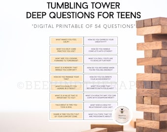 Tumbling Tower Conversation Starter: Therapy Game for Teens (Digital Download)