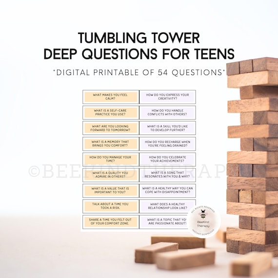 Tumbling Tower Conversation Starter: Therapy Game for Teens (Digital Download)