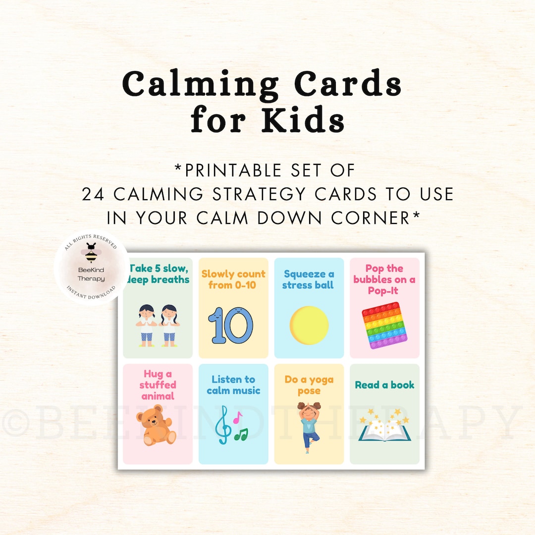 Calm Down Corner Cards for Kids, Coping Skills, Group Therapy Tool ...