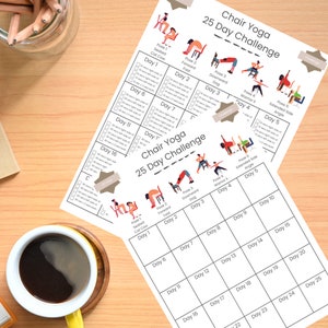 25 Day Chair Yoga, Yoga Challenge, Chair Workout, Chair Yoga Guide ...