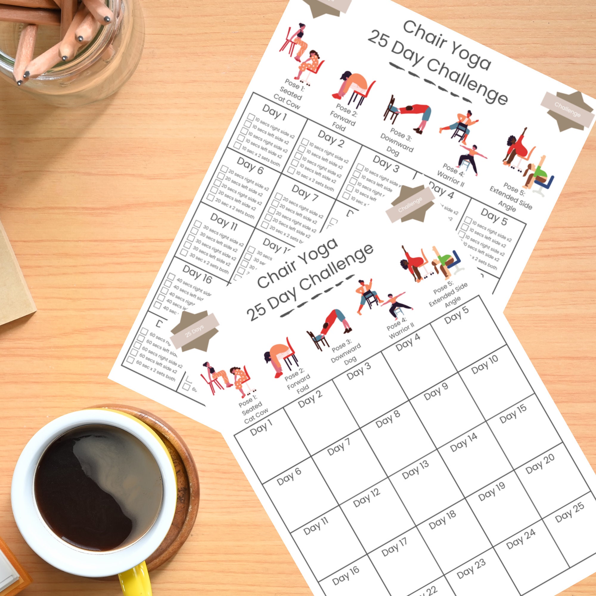 25 Day Chair Yoga, Yoga Challenge, Chair Workout, Chair Yoga Guide ...