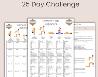 25 Day Somatic Yoga Exercise Challenge | Somatic Healing Coping Skills | Nerve Therapy | Digital Product | Printable | A4