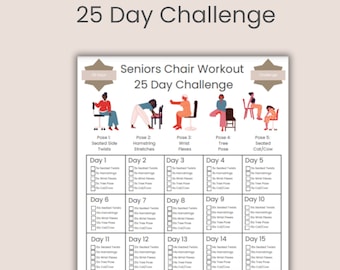 25 Day Chair Workout Seniors Challenge | Workout Digital | Reshape Summer Body | Full Body Exercise Guide | Chair Workout | PDF | A4