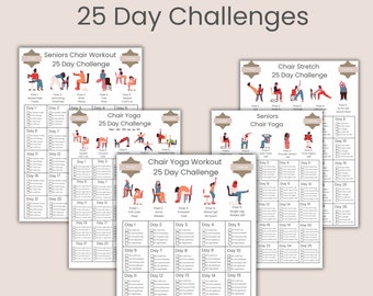 25 Day Chair Workout Bundle | House Workout | Complete Seated Fitness | Chair Yoga Bundle | Digital Product | Printable | A4