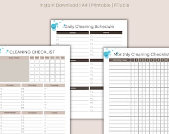 EDITABLE Cleaning Schedule Planner, Digital Weekly Cleaning Checklist ...