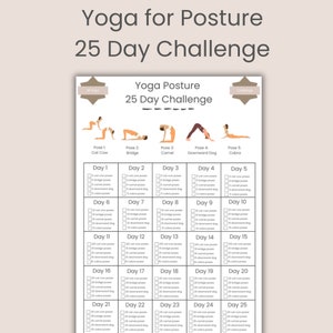 25 Day Yoga Posture Challenge, Home Workout,  Fitness Tracker, Digital Download, Printable, Instant Download, A4