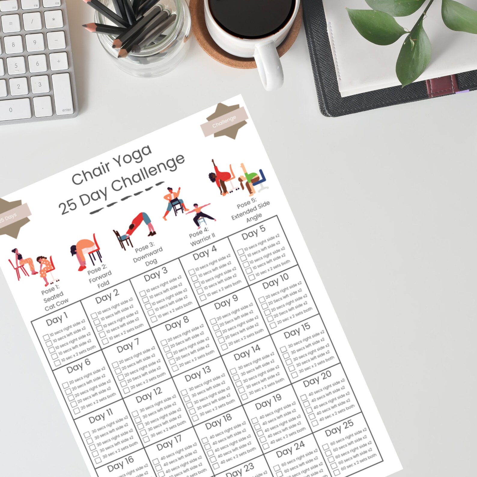 25 Day Chair Yoga, Yoga Challenge, Chair Workout, Chair Yoga Guide ...